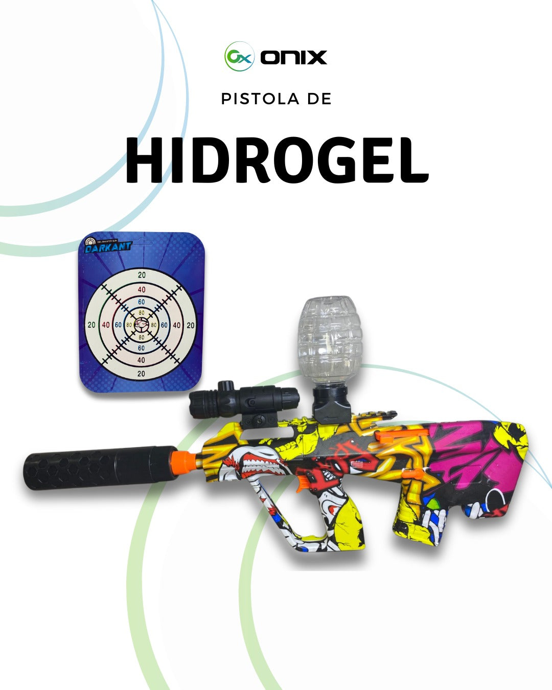 PISTOLA HIDROGEL SILENCIADOR + ORBIS