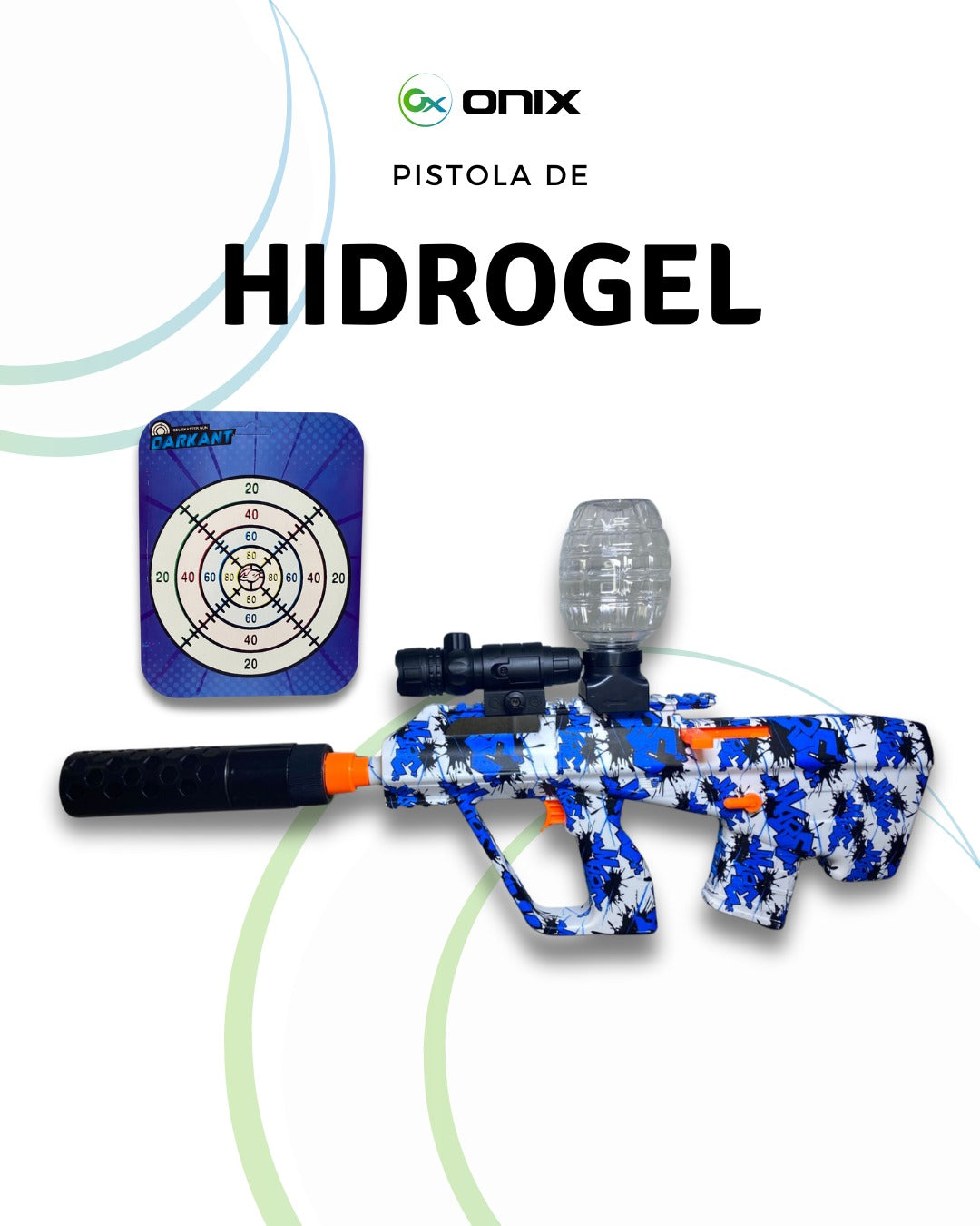 PISTOLA HIDROGEL SILENCIADOR + ORBIS