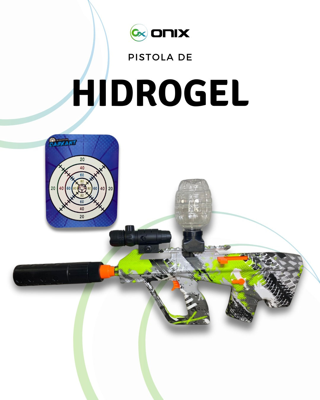 PISTOLA HIDROGEL SILENCIADOR + ORBIS